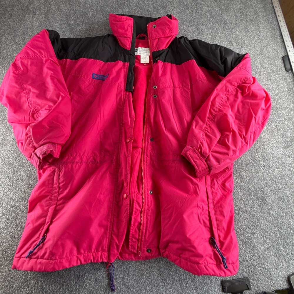 Columbia Sportswear Vintage Pink Black Colorblock Ski Jacket Womens Large
